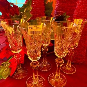 Extremely RARE Waterford Kilkeary fluted champagne flutes.  Set of five.